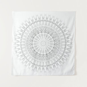 Grey White Mandala Wall Tapestry