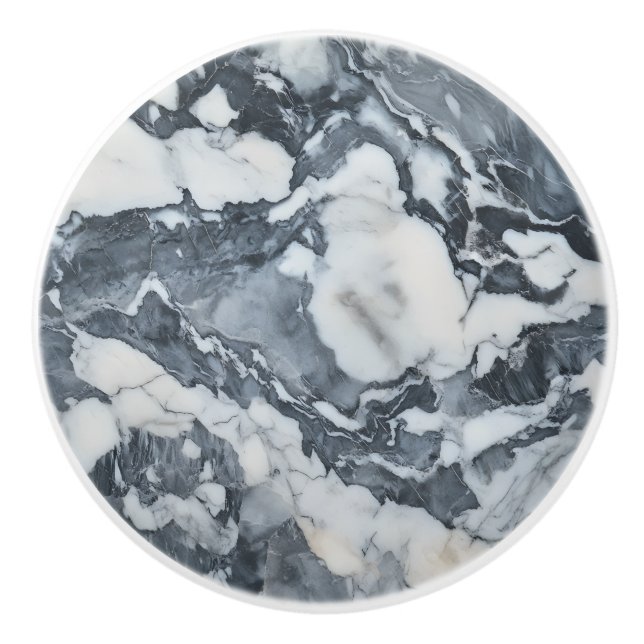 Grey White Marble Pattern Ceramic Knob (Front)