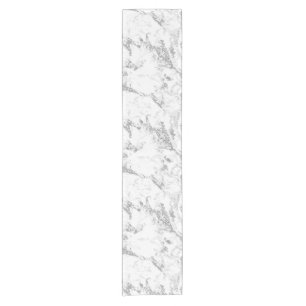 Grey White Marble Stone Pattern Table Runner