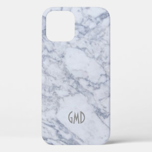 Grey & White Marble Stone Print iPhone 12 Case