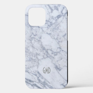 Grey & White Marble Stone Print iPhone 12 Case