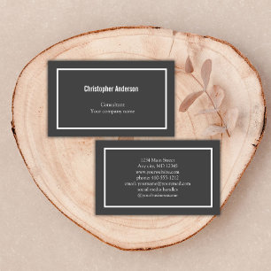 Grey White Minimal Professional Corporate  Business Card