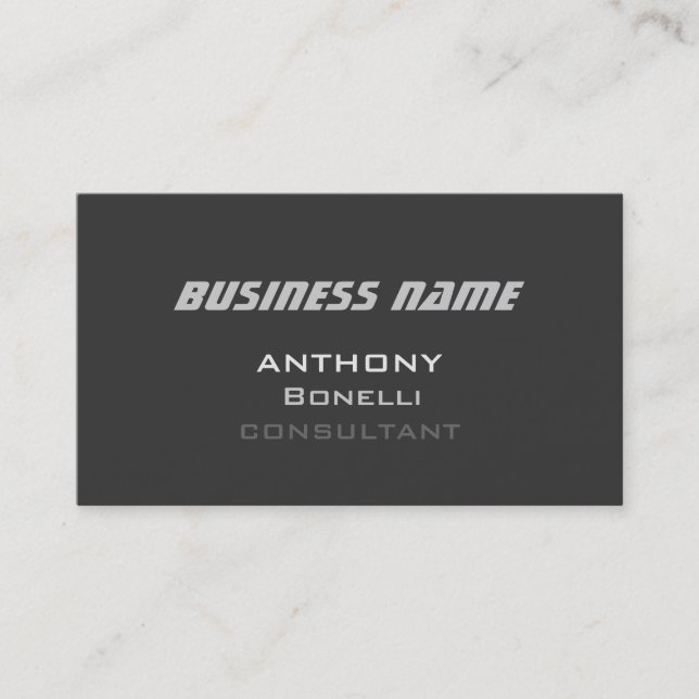 Grey White Modern Charming Business Card (Front)