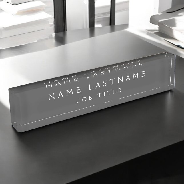Grey White Modern Elegant Professional Classy Nameplate (Creator Uploaded)