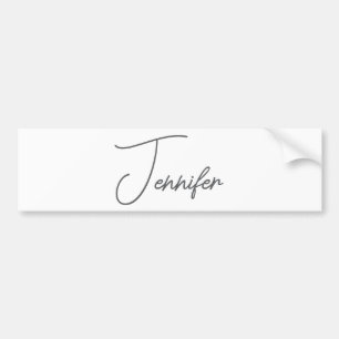Grey White Modern Minimalist Handwriting Name Bumper Sticker