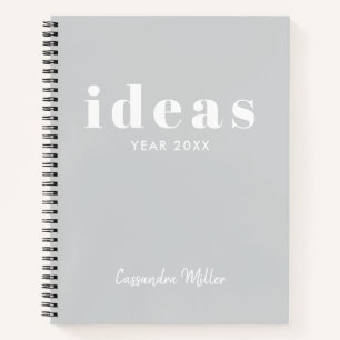 Grey & White Modern Personalised Sketchbook Notebook