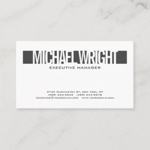 Grey White Modern Plain Simple Minimalist Bold Business Card