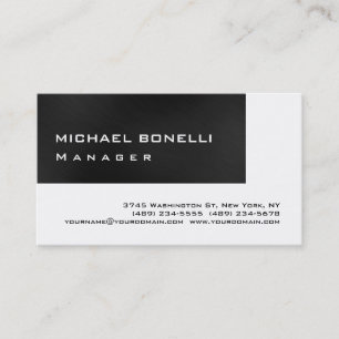 Grey White Modern Simple Manager Business Card