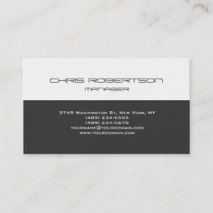 Grey White Modern Simple Plain Business Card
