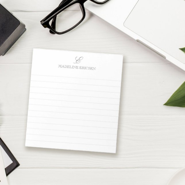 Grey & White Monogram Lined Notepad (Creator Uploaded)