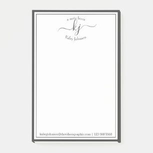  Grey White Monogram Script From The Desk Of Post-it Notes
