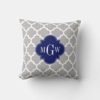 Grey White Moroccan #5 Navy 3 Initial Monogram