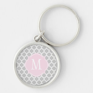 Grey & White Moroccan Pattern Key Ring