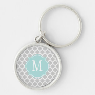 Grey & White Moroccan Pattern Key Ring
