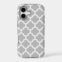 Grey White Moroccan Quatrefoil Pattern #5 V