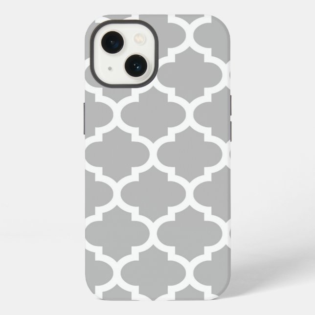Grey White Moroccan Quatrefoil Pattern #5 V iPhone Case (Back)