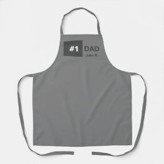 Grey White Number One Dad  Apron