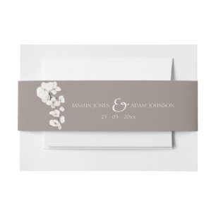 Grey White Orchid Elegant Wedding Invitation Belly Band