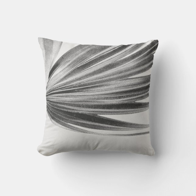 Grey & White Palm | Modern Minimalist Abstract Cushion (Front)
