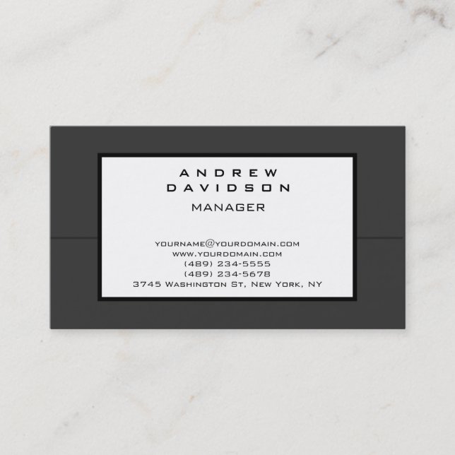 Grey White Pattern Plain Stylish Business Card (Front)
