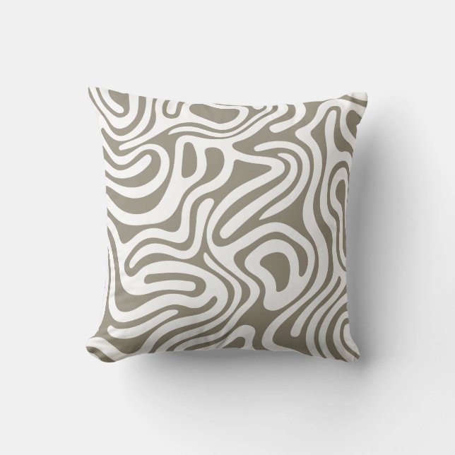 Grey & White Patterns Abstract Throw Pillow (Front)