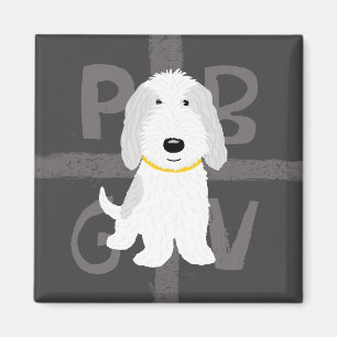 Grey & White PBGV Magnet
