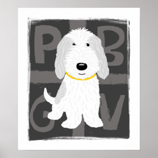 Grey & White PBGV Poster