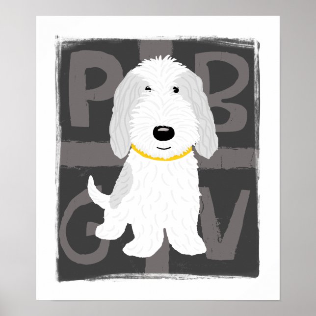 Grey & White PBGV Poster (Front)