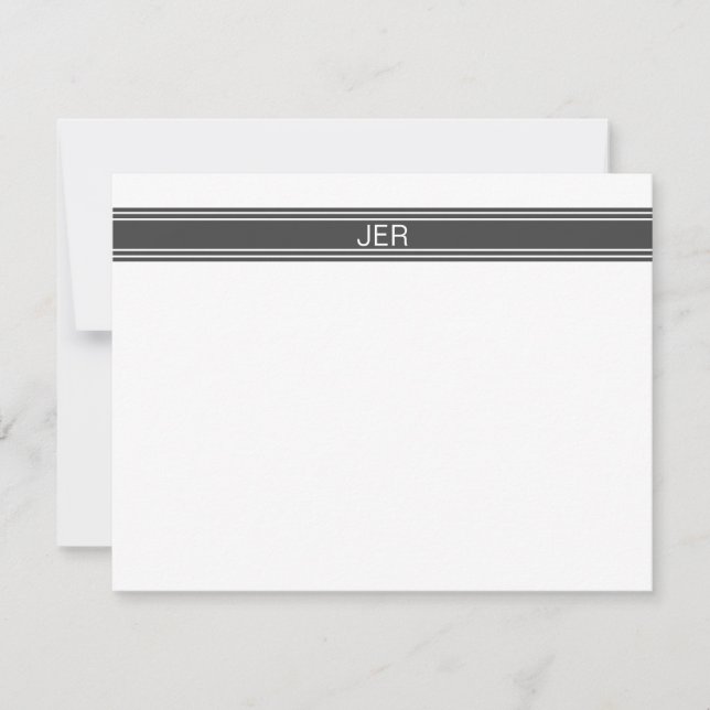 Grey White Personalised Monogram Name Initials Card (Front)