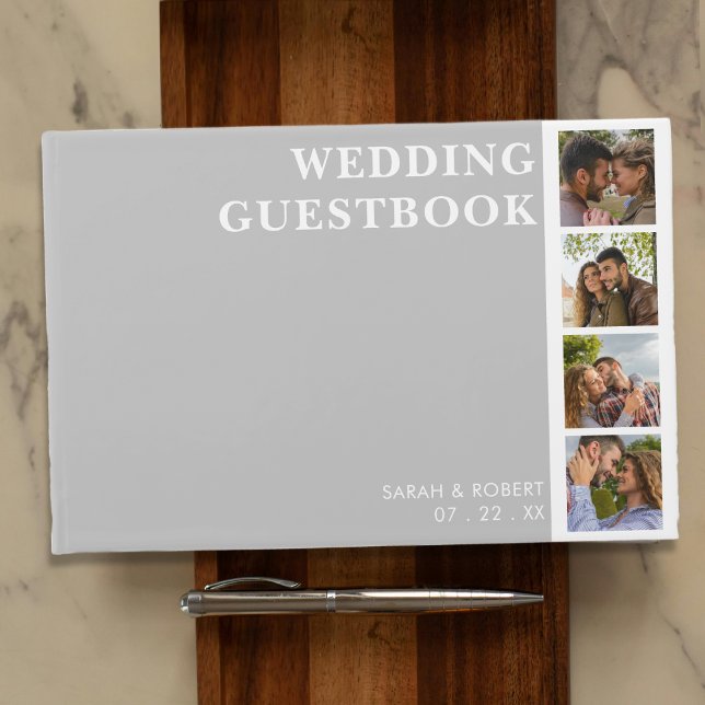 Grey & White Photo Booth Collage Wedding Guest Book (Grey & White Photo Booth Collage Wedding Guest Book
)