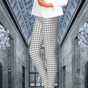 Grey White Pied De Poule Houndstooth Leggings