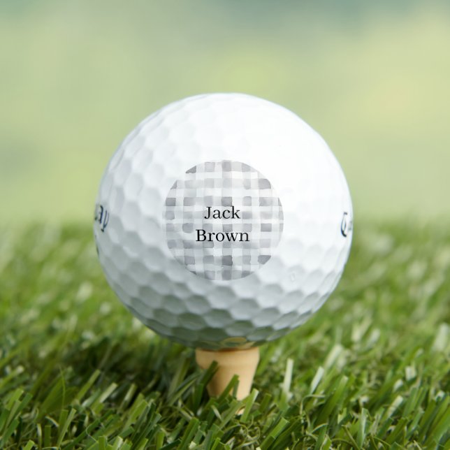 Grey White Plaid Stripes Golf Balls (Insitu Tee)