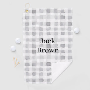 Grey White Plaid Stripes Golf Towel