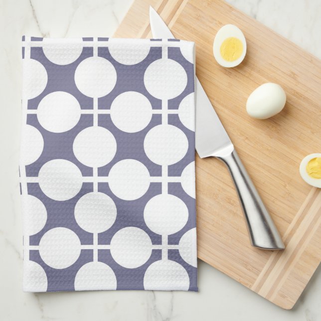 grey white polka dot and check pattern tea towel (Quarter Fold)