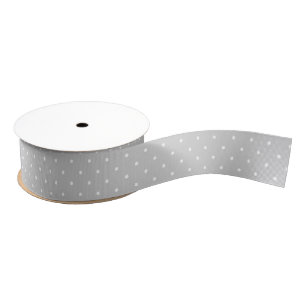 Grey White Polka Dots Grosgrain Ribbon
