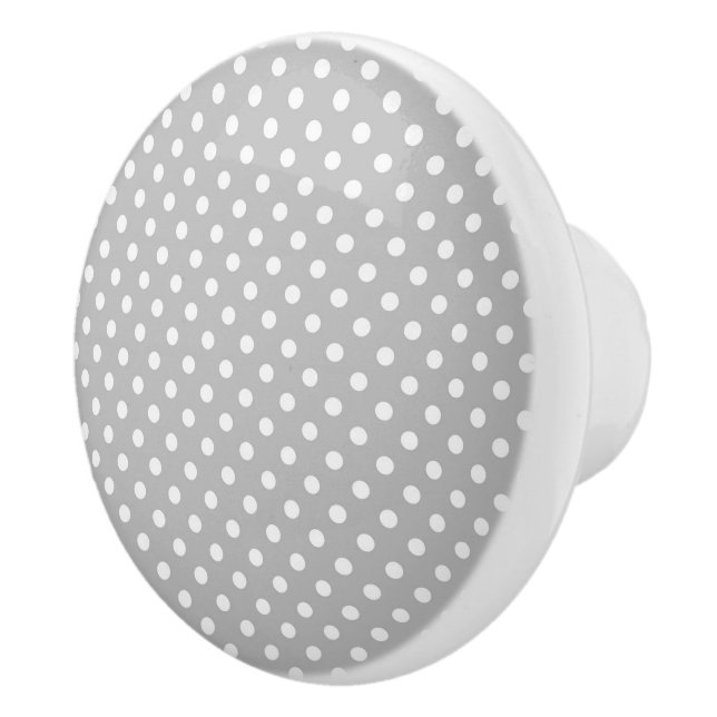 Grey White Polka Dots Pattern Ceramic Knob (Right)