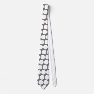 Grey White Polka Dots Pattern Tie
