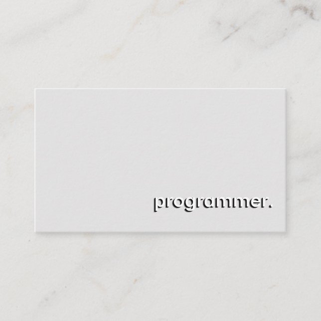 Grey White Programmer Simple Business Card (Front)