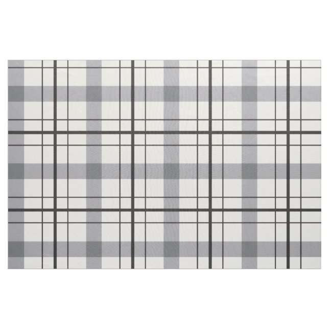 Grey White Retro Plaid Pattern Fabric (Yard)