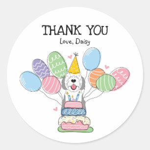 Grey & White Sheepadoodle Favour Tags Sticker