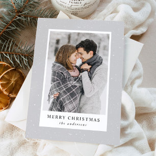Grey & White Snow Flurries Holiday Photo Card