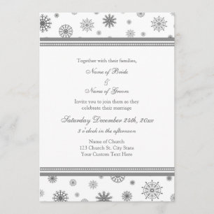 Grey White Snow Winter Wedding Invitation Cards