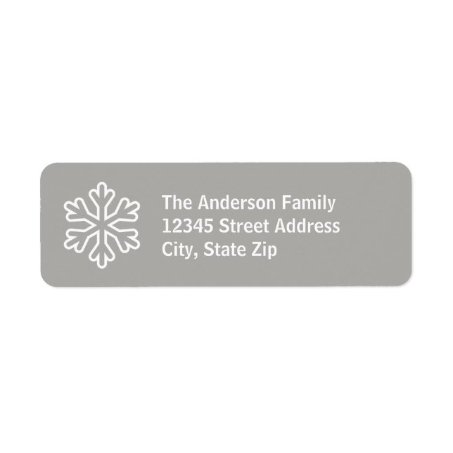 Grey & White Snowflake - Address Label (Front)