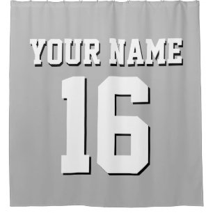 Grey White Sports Jersey Team Jersey Shower Curtain