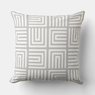 Grey White Square Humps Throw Pillow