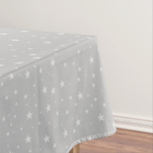 Grey White Star Christmas Tablecloth