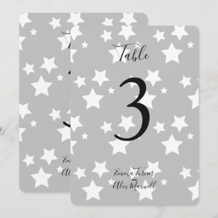 Grey White Stars Background   Table number cards
