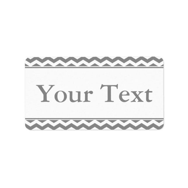 Grey & White Sticker or Label w/ Custom Text (Front)