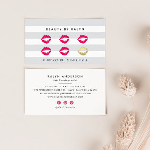 Grey & White Stripe Beauty Loyalty Card