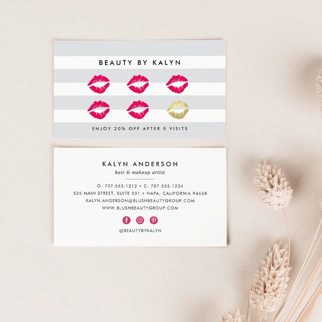 Grey & White Stripe Beauty Loyalty Card (Creator Uploaded)